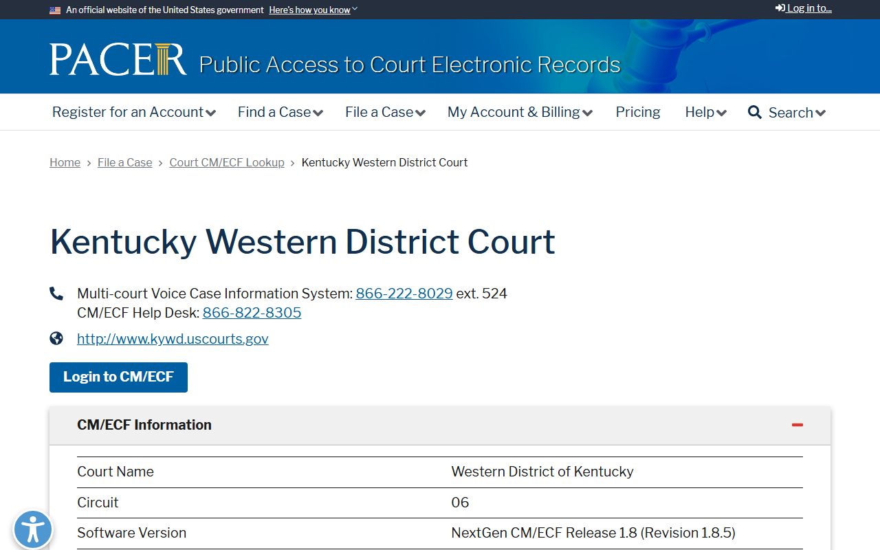 Marion County Circuit Court Clerk records Western District PACER source