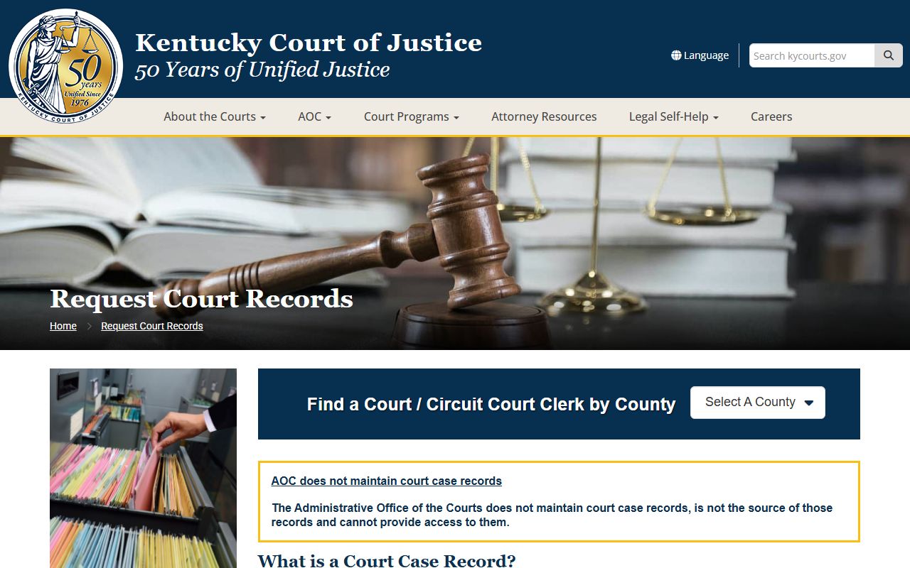 Marion County court records request information from Kentucky Court of Justice