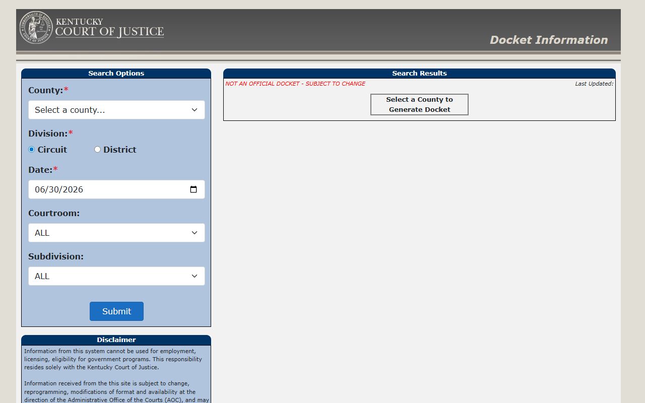 Marion County court records Kentucky public docket portal