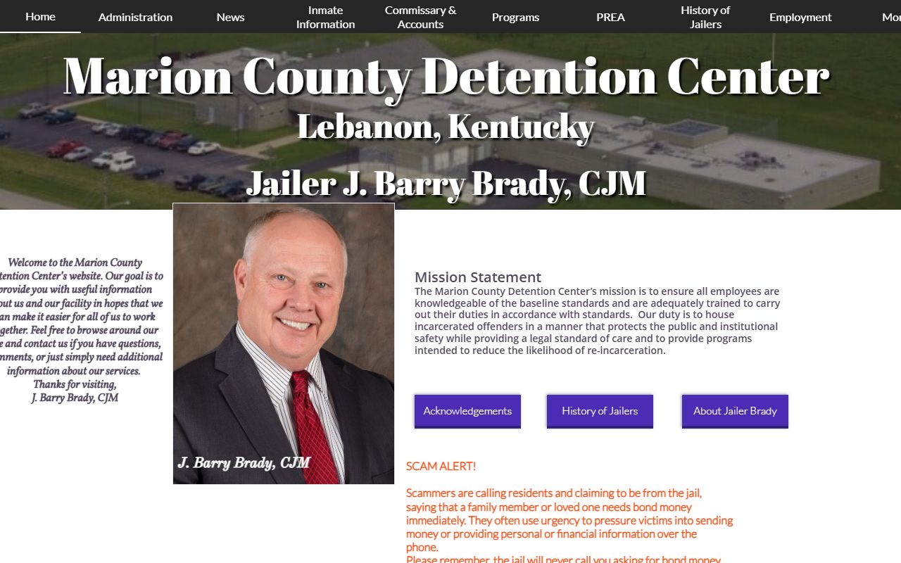 Marion County inmate records Detention Center website
