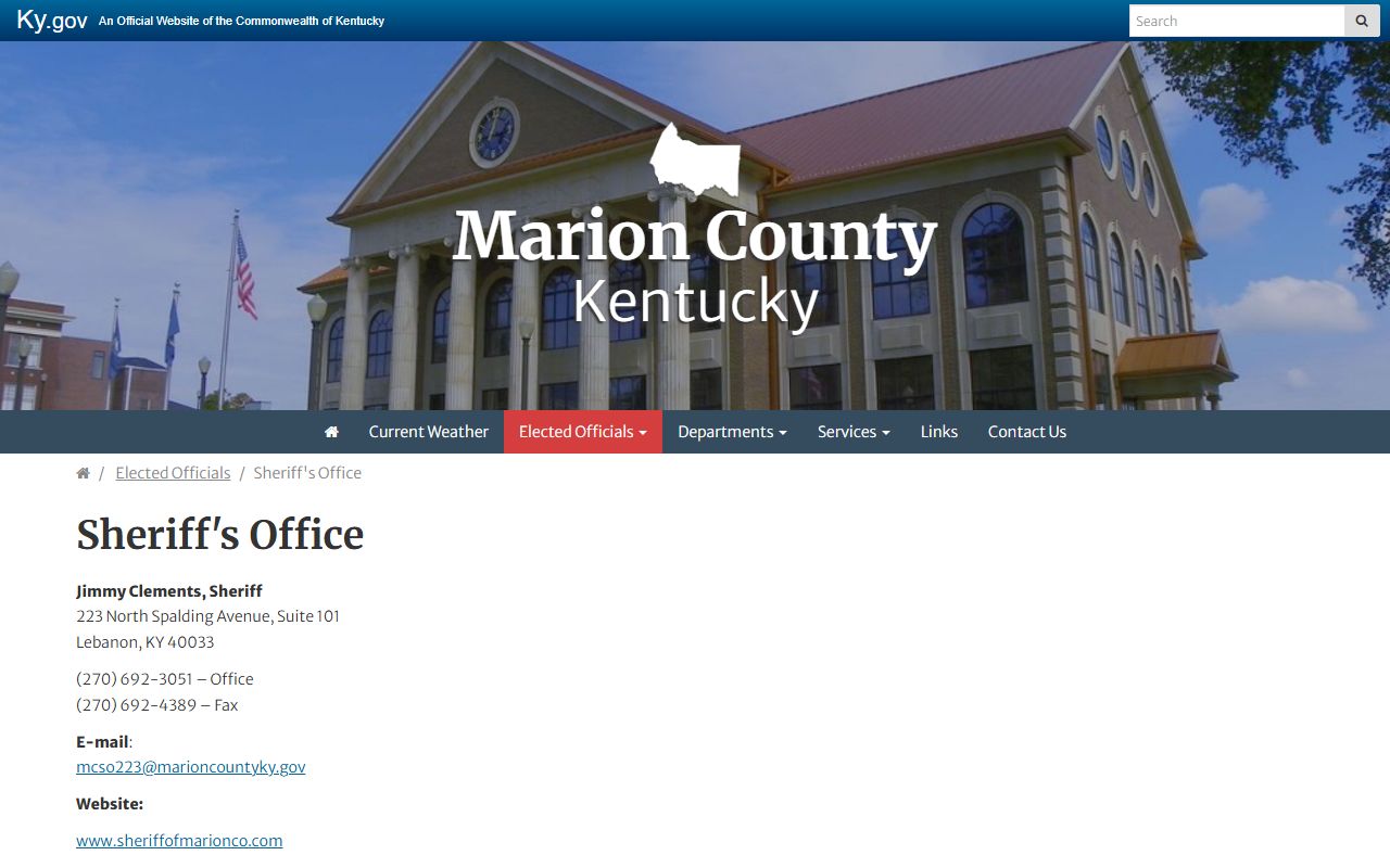 Marion County warrant and court records Sheriff's Office page