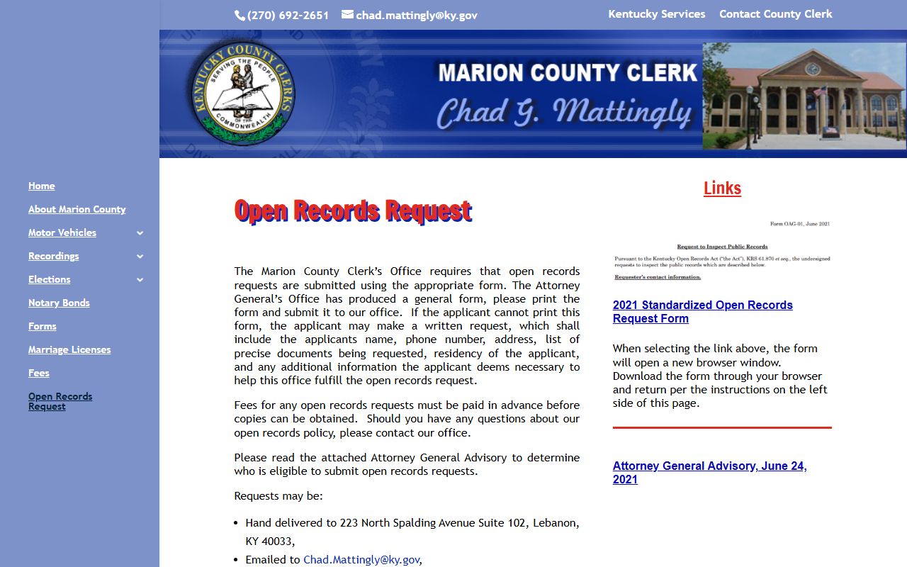 Marion County marriage and divorce records open records request source