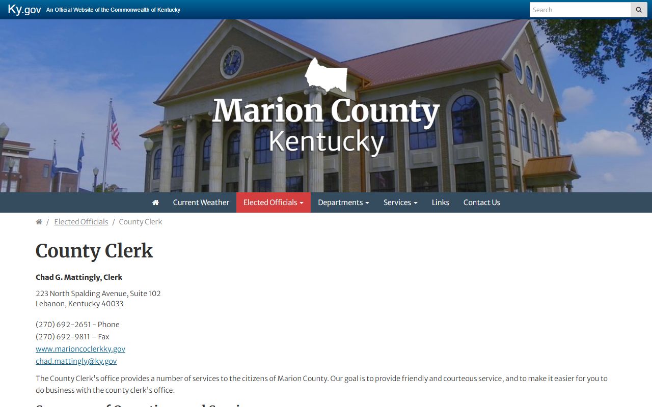 Marion County marriage and divorce records County Clerk source