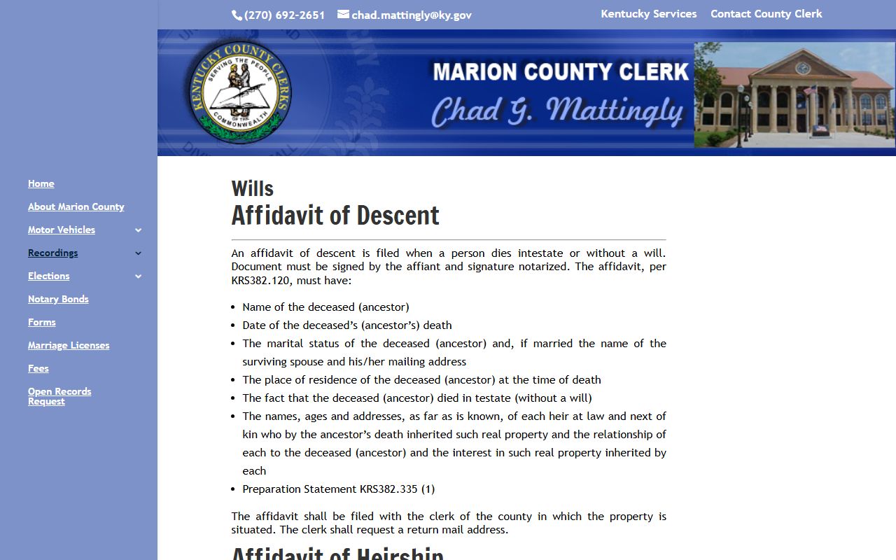 Marion County probate records County Clerk wills source
