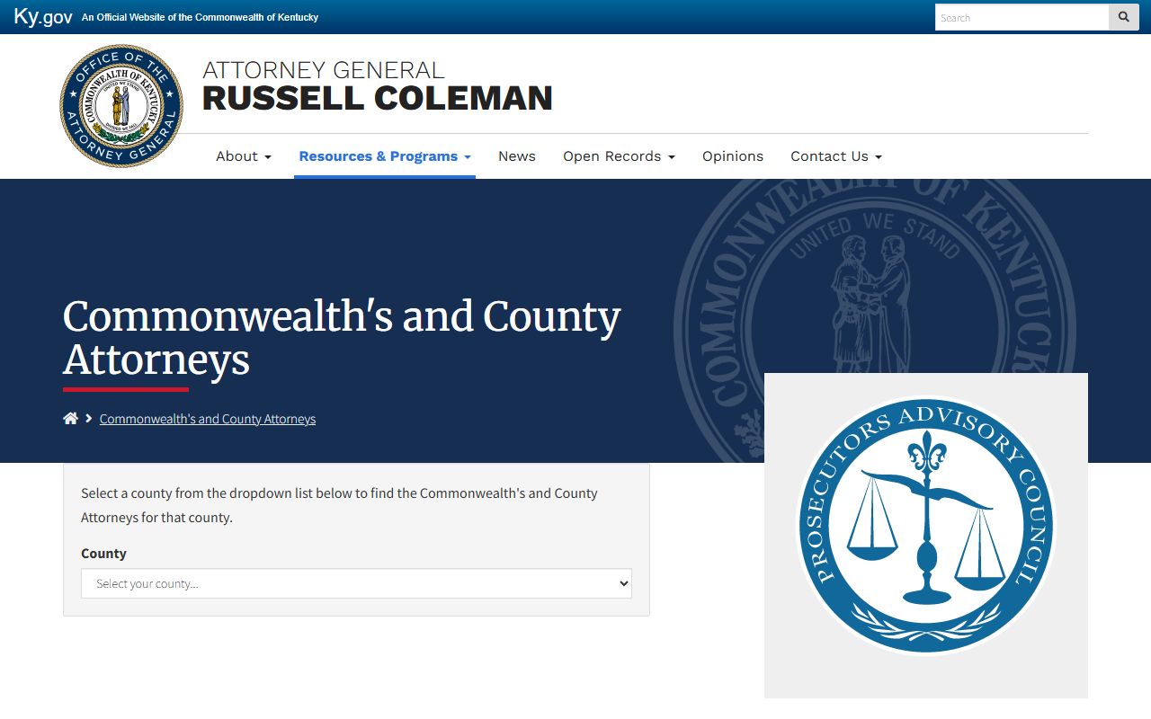 Marion County traffic court records Kentucky Attorney General attorney directory
